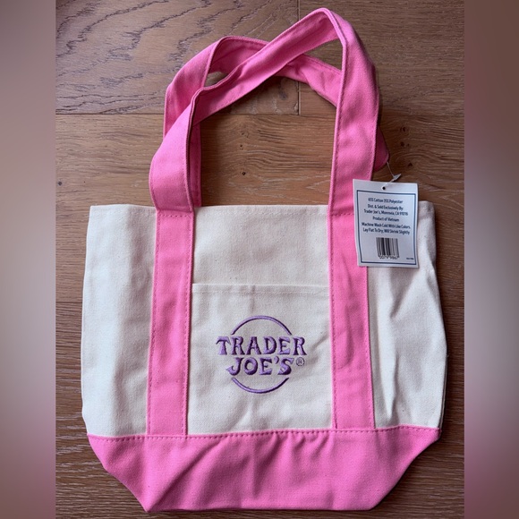 Trader Joe’s Handbags - Trader Joe’s TJ Viral Mini Pastel Canvas Tote Bag Pink NWT 💖